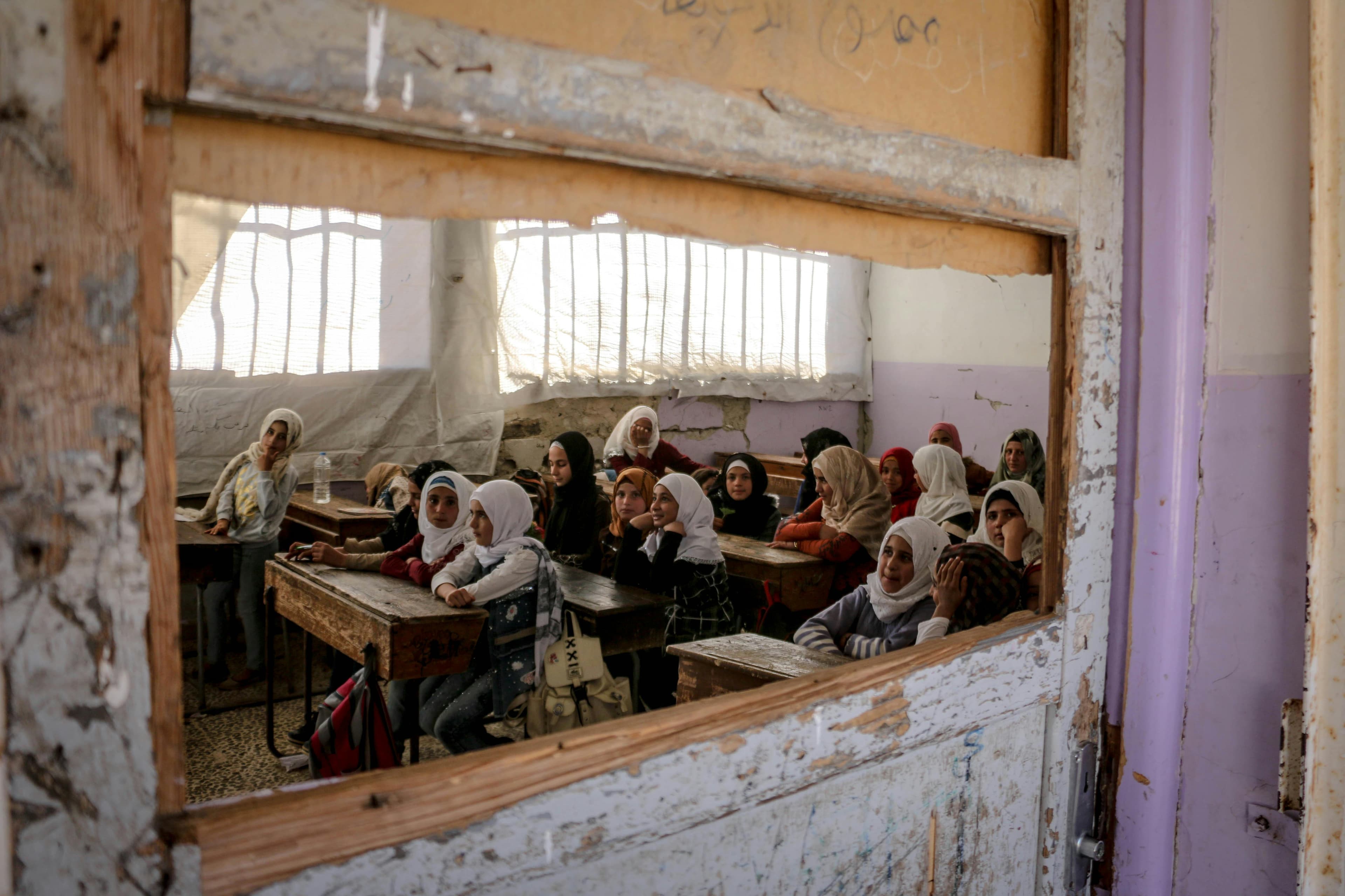 Afghan girls in a classroom